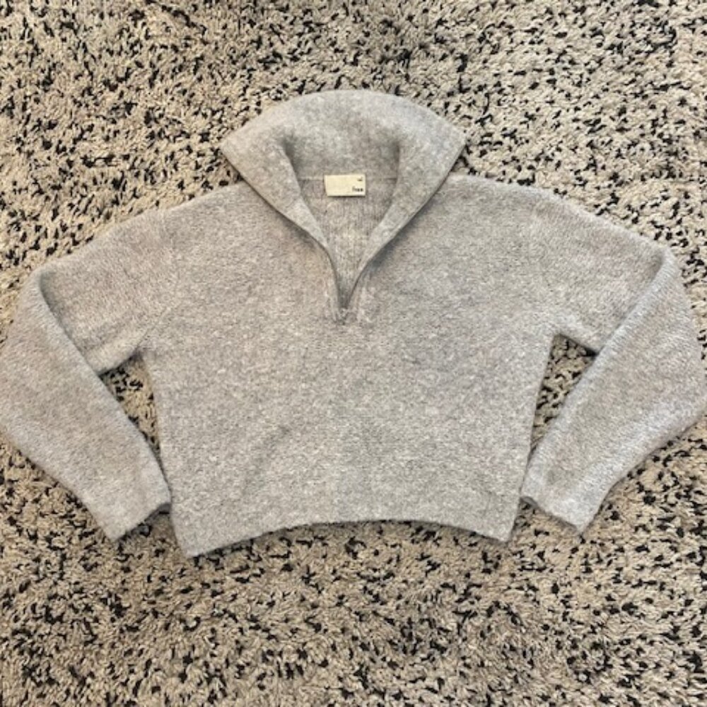 Wilfred Free Gwyneth Alpaca Wool 1/4 Zip Sweater Grey Size S - Picture 2 of 13